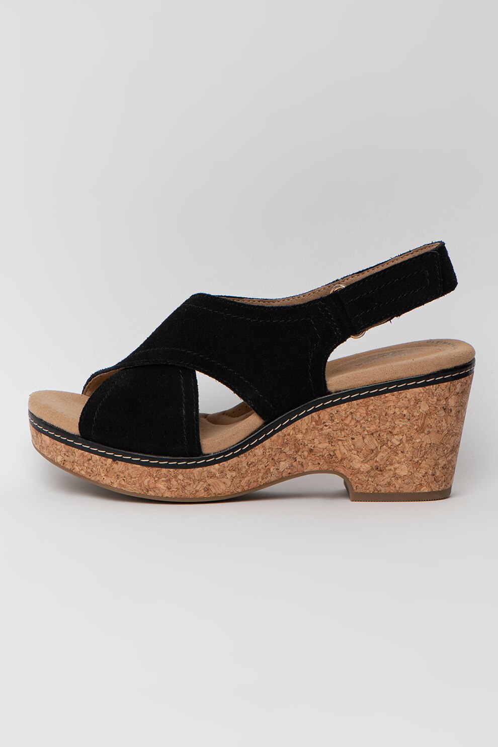 Clarks, Sandale demi-wedge de piele intoarsa Giselle Cove