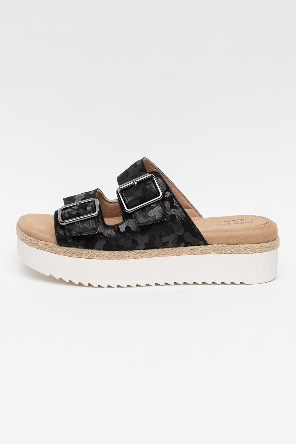 Clarks, Papuci flatform de piele intoarsa Lana