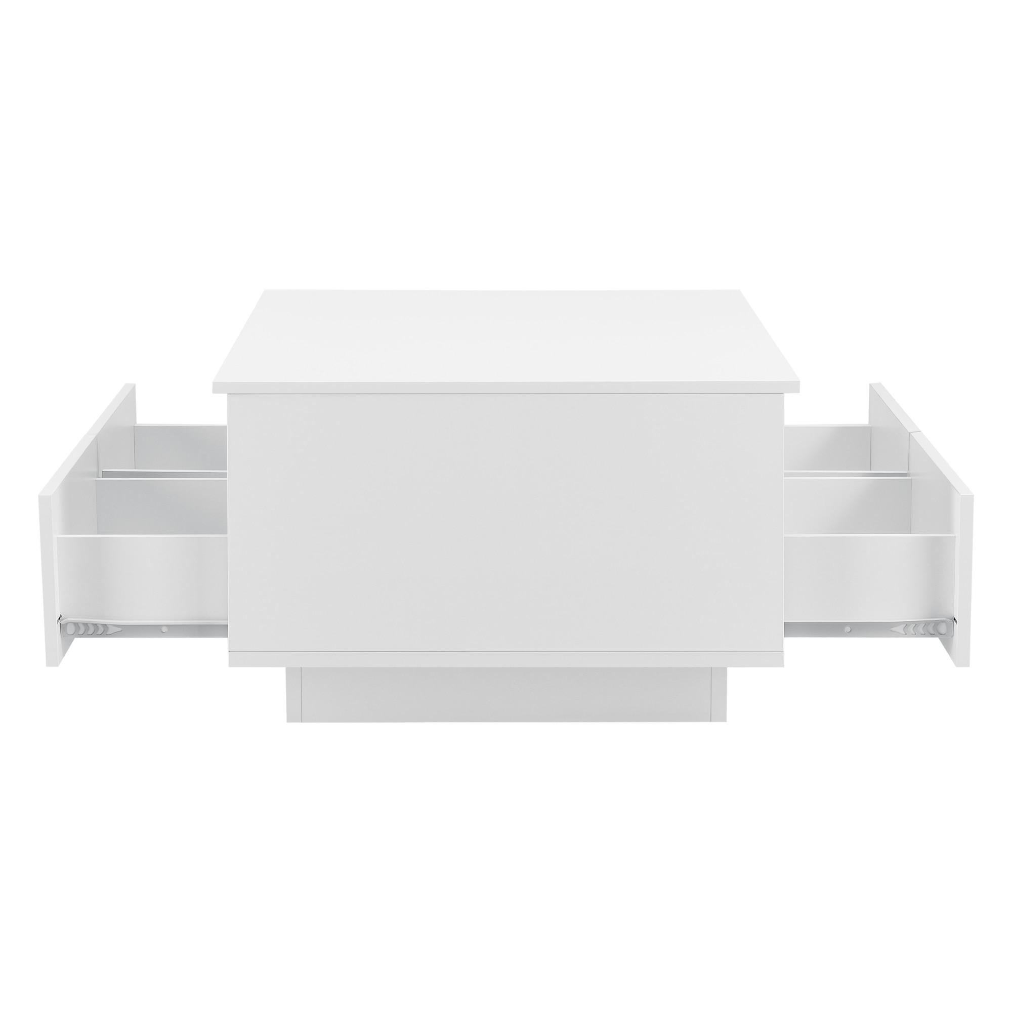 Masuta cafea Svalov, en.casa, 35 x 90 x 56 cm, PAL cu invelis melamina, alb extra lucios, cu 4 sertare si 2 rafturi