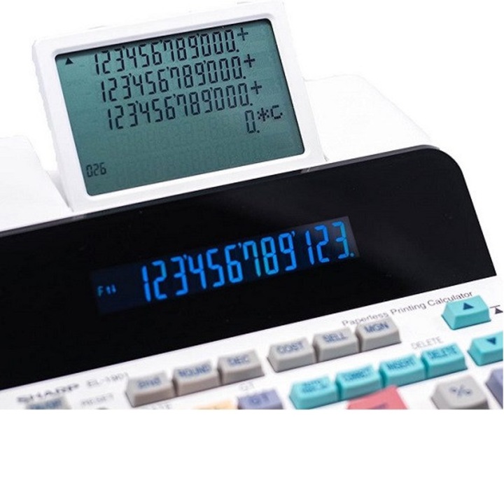 Калкулатор с цифров дисплей Sharp Computers, Сгъваем LCD екран, 12 цифри, SHARP EL-1901