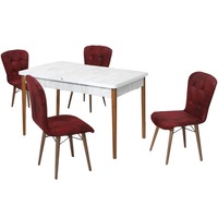 set masa alba extensibila cu 4 scaune tapitate visiniu homs picioare lemn 170 x 80 cm imagen 32_0_
0