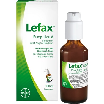Suspensie orala, Lefax Pump Liquid, 100 ml, Bayer, lichid cu pompita, impotriva balonarii si a colicilor bebelusilor, aroma de banane Suspensie orala, Lefax Pump Liquid, 100 ml, Bayer, lichid cu pompita, impotriva balonarii si a colicilor bebelusilor, aroma de banane