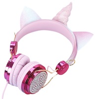 casti audio pentru copii wired urechi de unicorn music pliabile reducerea zgomotului trandafir rosu imagen 47_0_
0