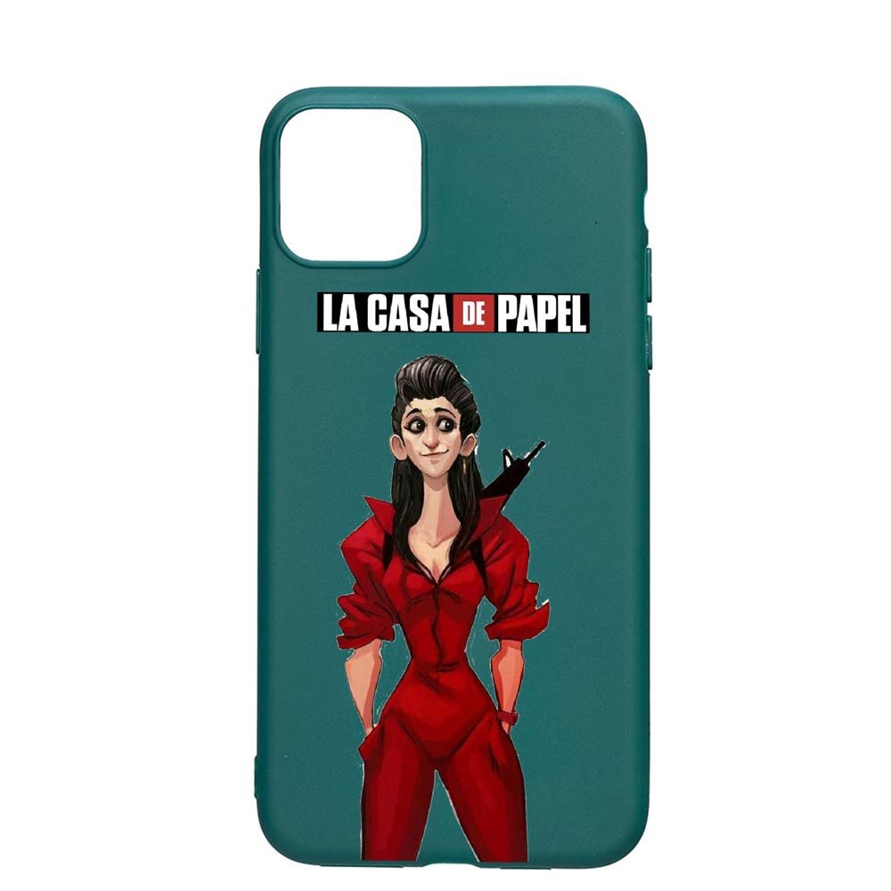 Husa Apple iPhone 11 Pro Max, La Casa De Papel, rezistenta la uzura, anti-alunecare, din silicon Premium, ForestGreen, FG393