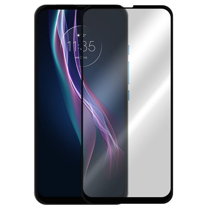 G-Tech фолио, съвместимо с Motorola Moto G9 Plus, лепило по цялата повърхност, пълно покритие, AGC стъкло, черно