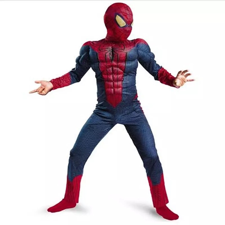 Costum Carnaval Spiderman cu muschi pentru copii, 8-10 ani, marimea L