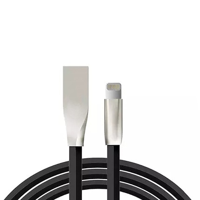 Cablu de date/incarcare USB-Lightning pentru dispozitive Apple cu conector lightning, negru/argintiu, 100 cm lungime