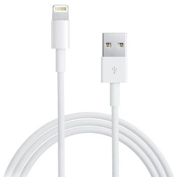Cablu de date/incarcare USB-Lightning pentru dispozitive Apple cu conector lightning, alb, 95 cm lungime Cablu de date/incarcare USB-Lightning pentru dispozitive Apple cu conector lightning, alb, 95 cm lungime