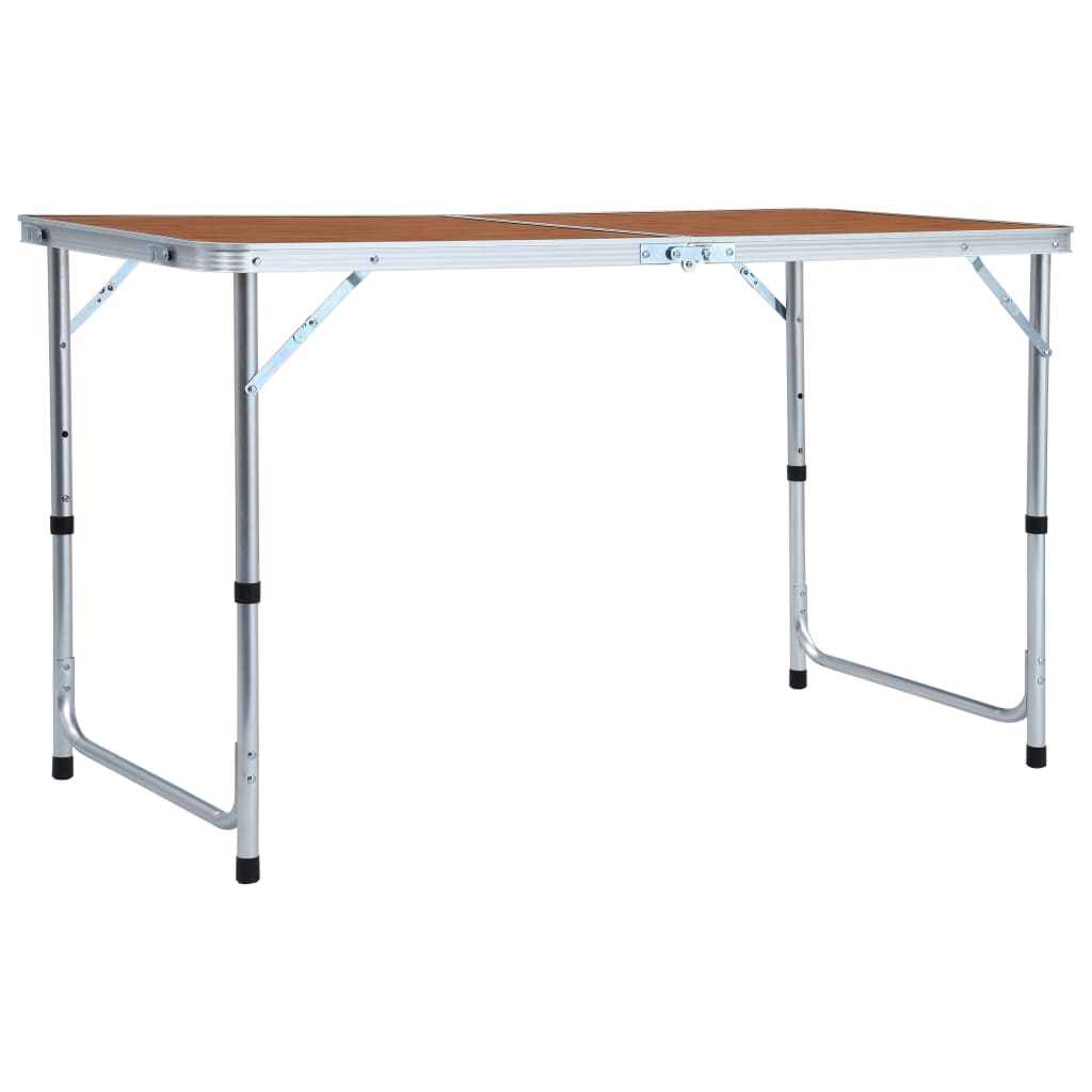 Masa de camping pliabila, vidaXL, Aluminiu, 120 x 60 x 70 cm, Maro