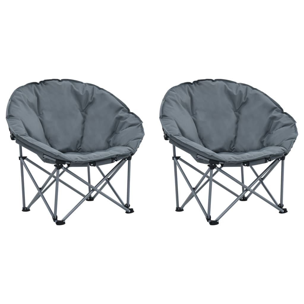 Set de 2 scaune pliabile pentru camping, vidaXL, textil oxford 600D - otel, 80 x 40 x 75 cm, Gri