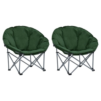 Set de 2 scaune pliabile pentru camping, vidaXL, textil oxford 600D - otel, 80 x 40 x 75 cm, Verde Set de 2 scaune pliabile pentru camping, vidaXL, textil oxford 600D - otel, 80 x 40 x 75 cm, Verde