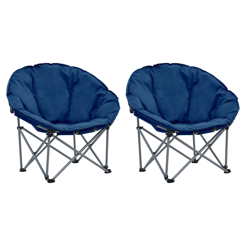 Set de 2 scaune pliabile pentru camping, vidaXL, textil oxford 600D - otel, 80 x 40 x 75 cm, Albastru