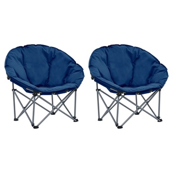 Set de 2 scaune pliabile pentru camping, vidaXL, textil oxford 600D - otel, 80 x 40 x 75 cm, Albastru Set de 2 scaune pliabile pentru camping, vidaXL, textil oxford 600D - otel, 80 x 40 x 75 cm, Albastru