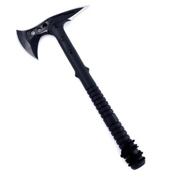 Topor Hunter pentru camping si drumetii, otel 440C, lungime 39 cm, negru, teaca cu prindere la curea si snur de agatat Topor Hunter pentru camping si drumetii, otel 440C, lungime 39 cm, negru, teaca cu prindere la curea si snur de agatat