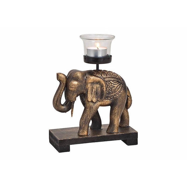 Statueta din lemn Elefant cu suport de lumanare 15 x 20 x 7 cm