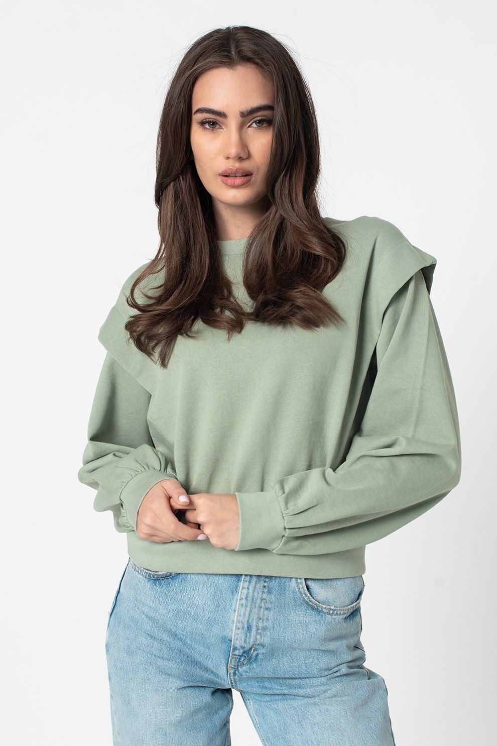 b.young, Bluza de bumbac organic Bytatara, Verde sparanghel
