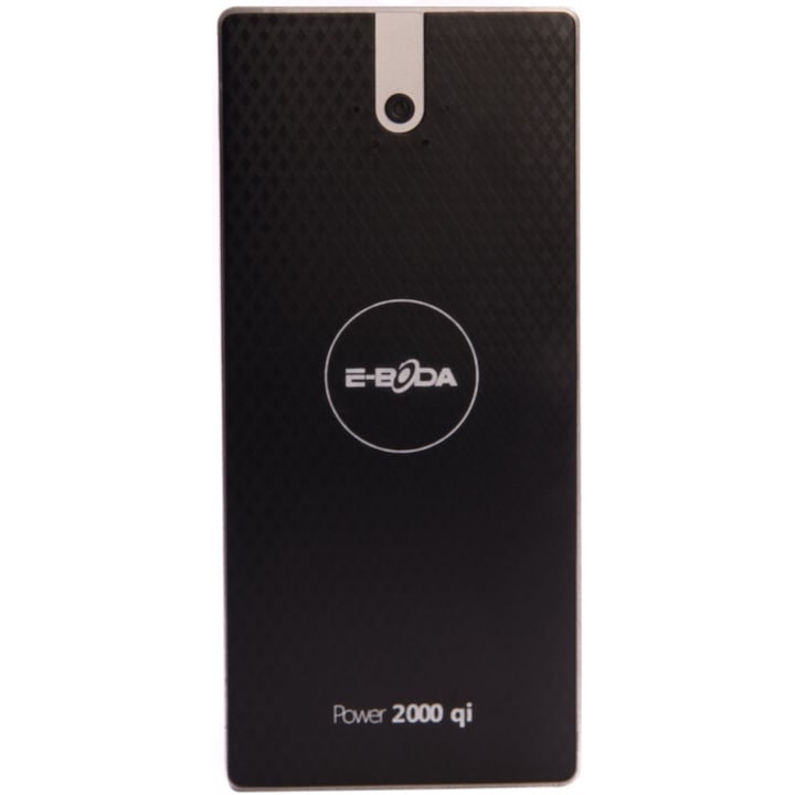 Външна батерия E-Boda Power 2000, 7000 mAh, Безжично зареждане QI, 2.1 A, 2 X USB, Lithium-Ion, Черна