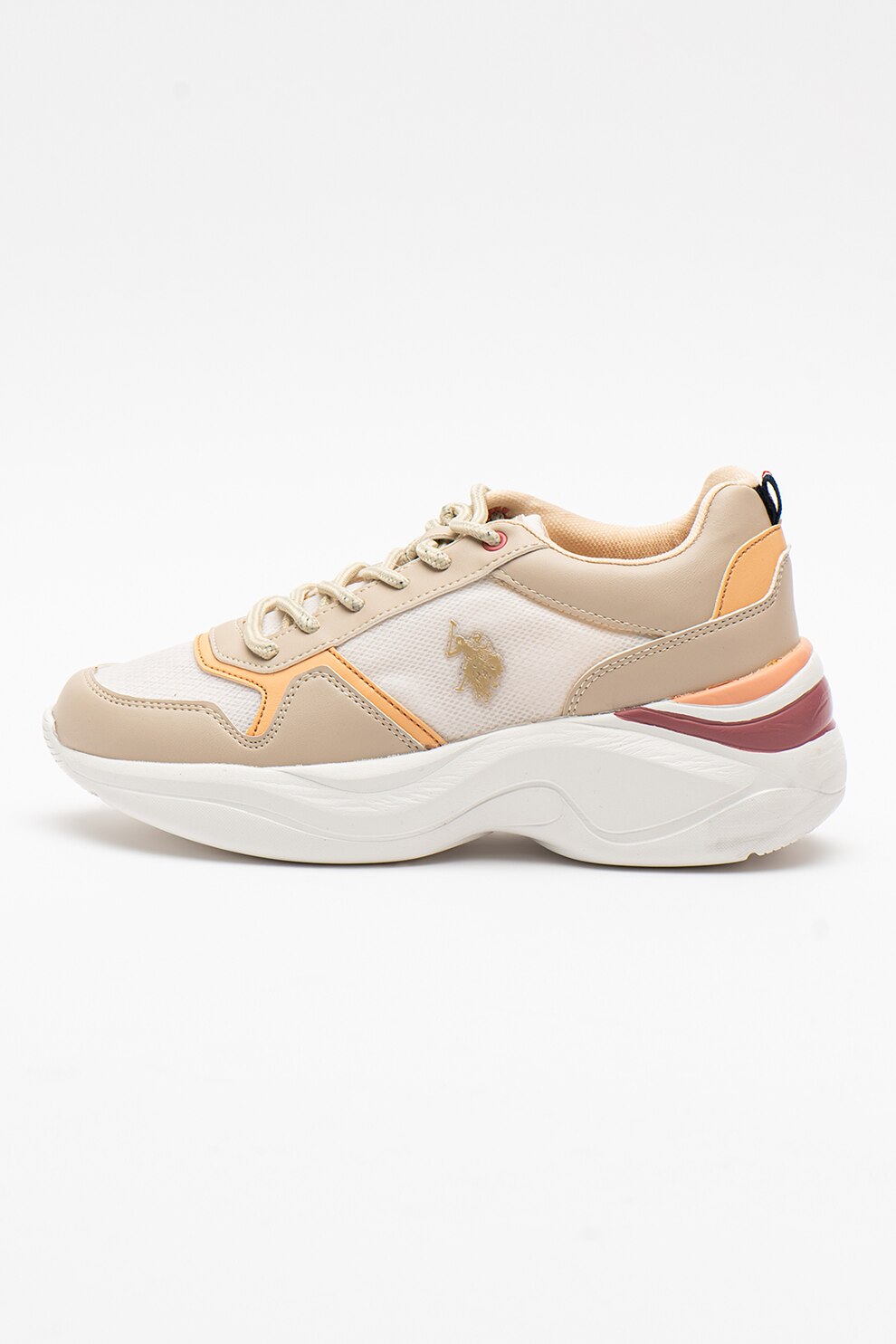 U.S. Polo Assn., Pantofi sport din piele ecologica cu accente cu model colorblock Mercy