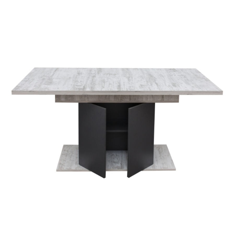 Masa bucatarie fixa YANA, dreptunghiulara, 8 persoane, pin antichizat + antracit, 160 x 85 x 75 cm