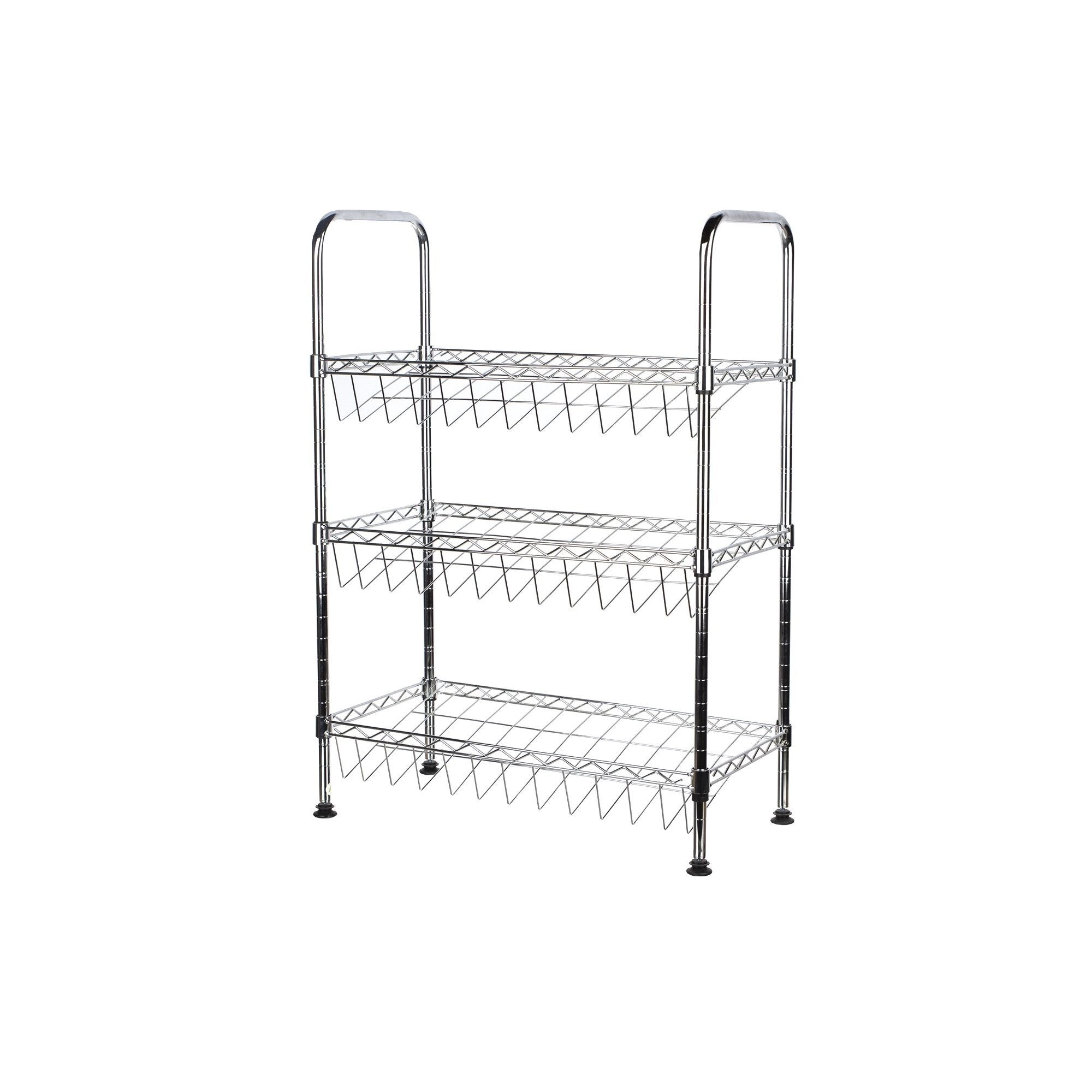 Pantofar cu trei nivele,din otel carbon durabil,cu finisaje cromate,dimensiune 67 x 50 x 25 cm