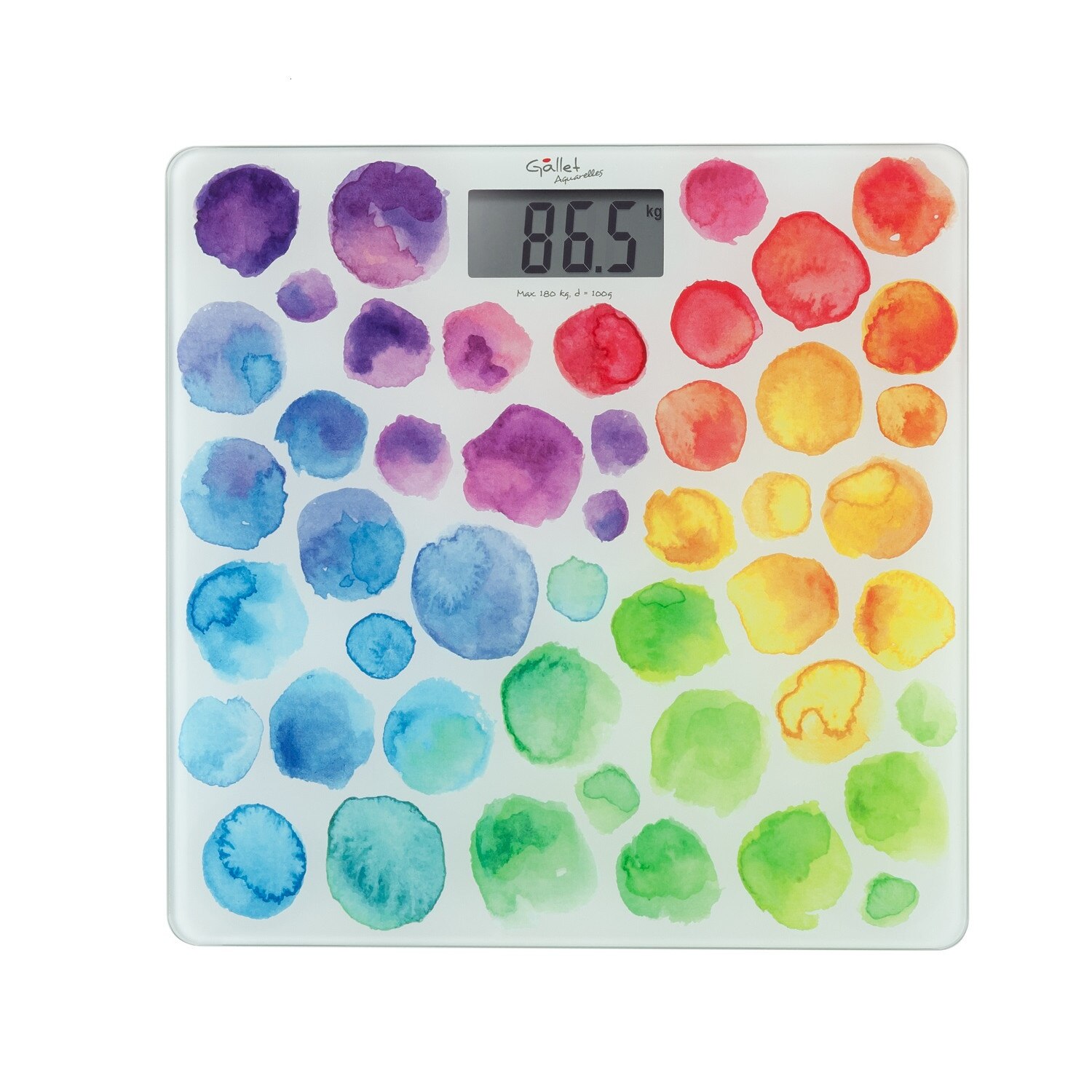 Cantar de persoane GALLET AQUARELLES PEP954, 180Kg, sticla, design ultra subtire 17 mm