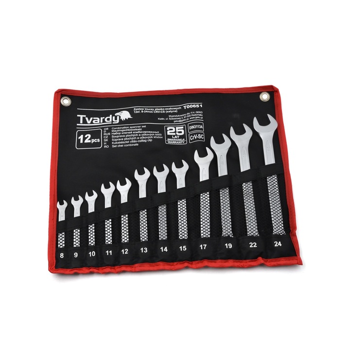 Set 12 chei combinate 8-24mm din otel CRV, Tvardy T00651