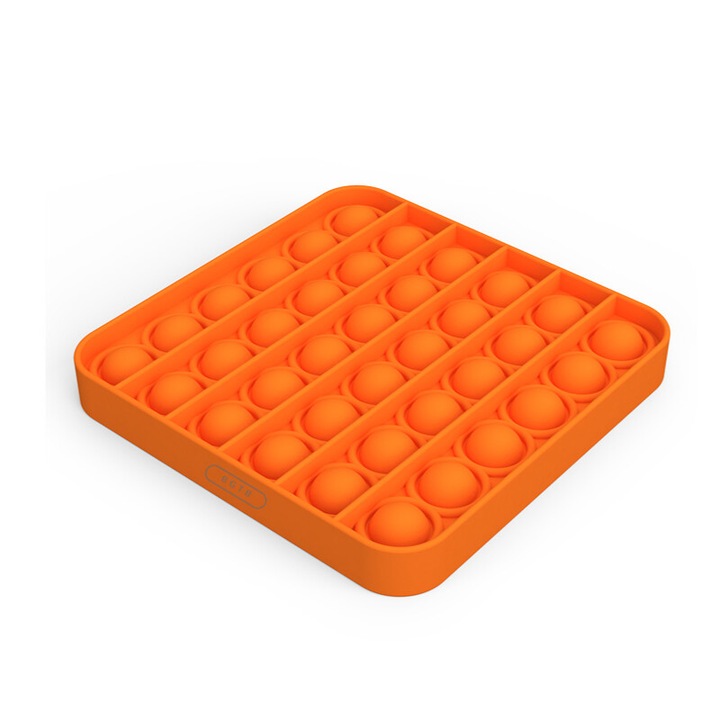 Jucarie Push Pop Bubble Fidget, Pop It, BGTB, patrata, orange
