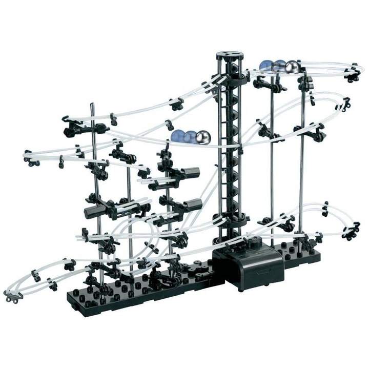 idealSTORE Ball RollerCoaster 3D Construction Set, Размери 60 x 18 x 36 cm, Метална конструкция, Включва 2 стоманени топки, Увеличава творческото забавление и умствените предизвикателства, Ниво 2