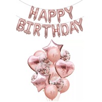 set 14 baloane aniversare cu confetti  baloane happy birthday rose gold its party time imagen 39_0_
0