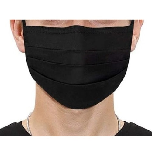 Masca de Protectie Reutilizabila, Bumbac 100%, Clema Ajustabila Nas, 2 straturi, 3 pliuri, elastice ajustabile, Magic Mirror Fashion®, Negru