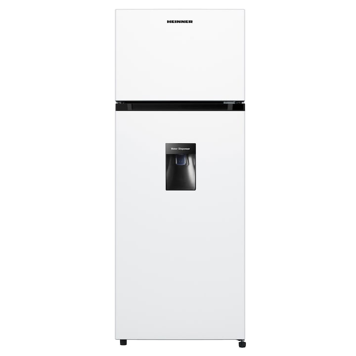 Хладилник с 2 врати Heinner HF-205SWD+, 205 л, Клас F, Диспенсър за вода, H 143.4 см, Бял