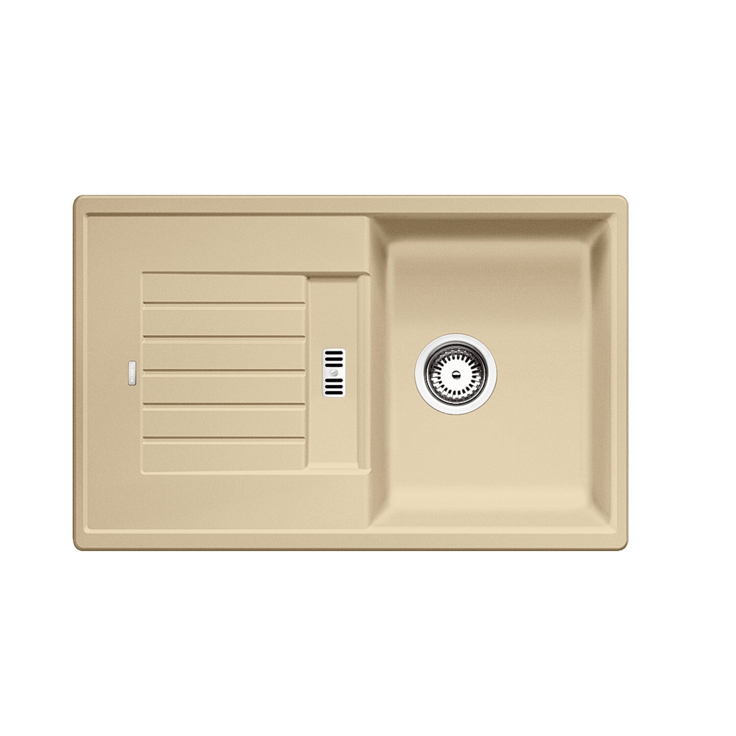 Chiuveta bucatarie, Blanco ZIA 45 S, din silgranit sampanie, 78 x 50 x 19 cm, sifon cu ventil inclus, fara excentric