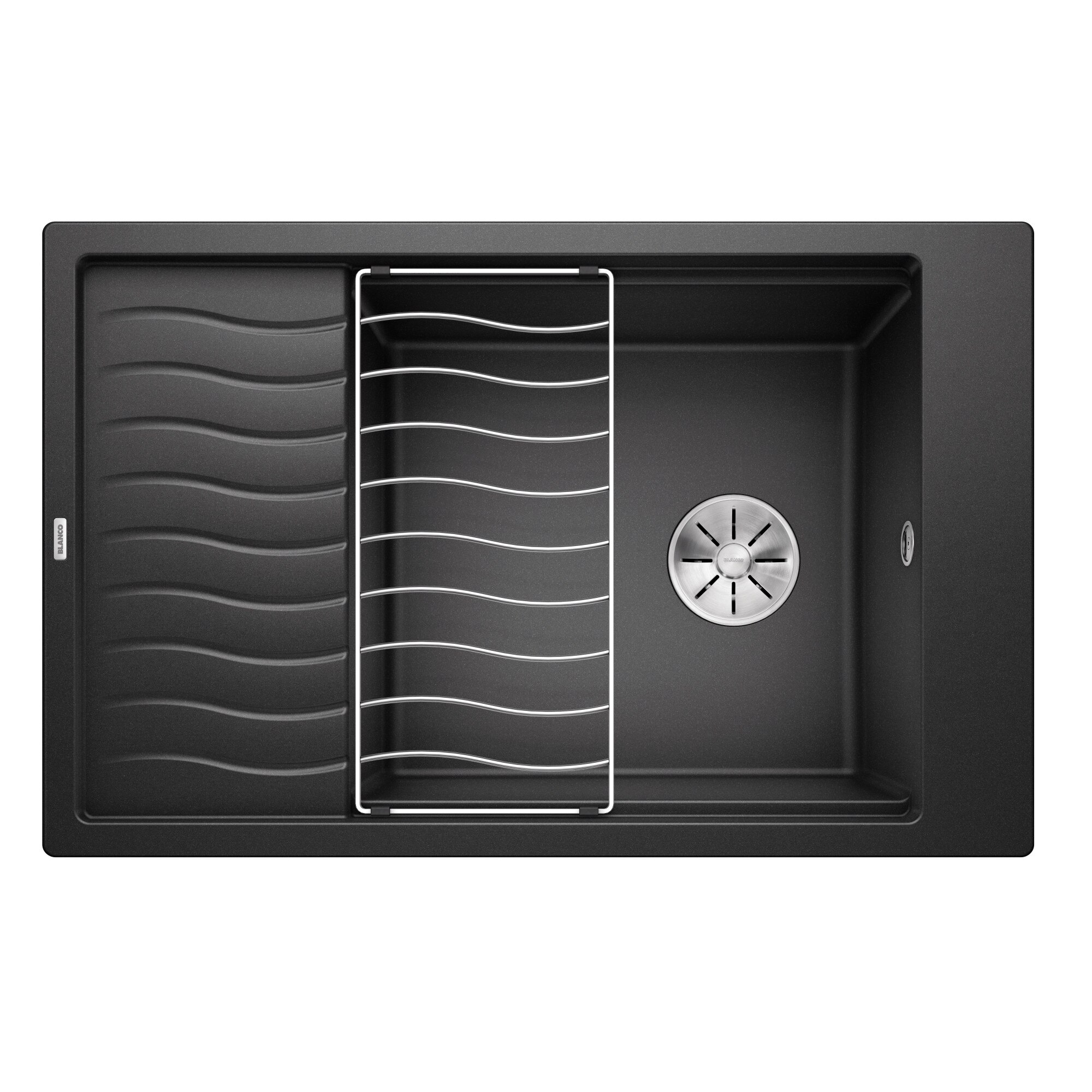 Chiuveta bucatarie Blanco ELON XL 6 S, Silgranit PD antracit, 78 x 50 x 19 cm, grilaj scurgere si sifon cu ventil incluse , fara excentric