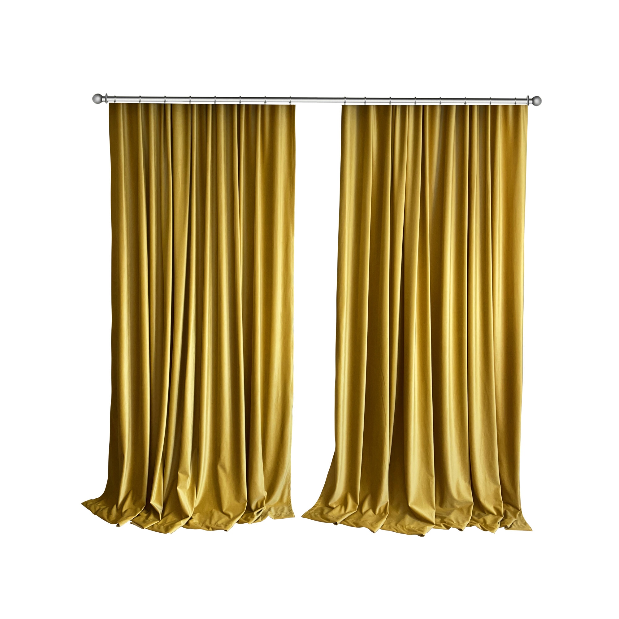 Set doua draperii Catifea Galben Mustar 2x150x260 cm, cu rejansa