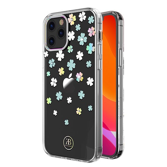 Husa iPhone 12 / 12 Pro Kingxbar Lucky Series Crystals Clover Transparenta