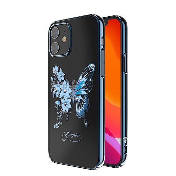 Husa iPhone 12 Mini Kingxbar Butterfly Series Crystals Blue