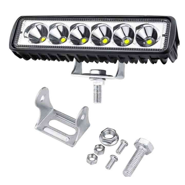 Proiector led 12v-24v, 18w , lumina alba 6000k, rezistent la apa