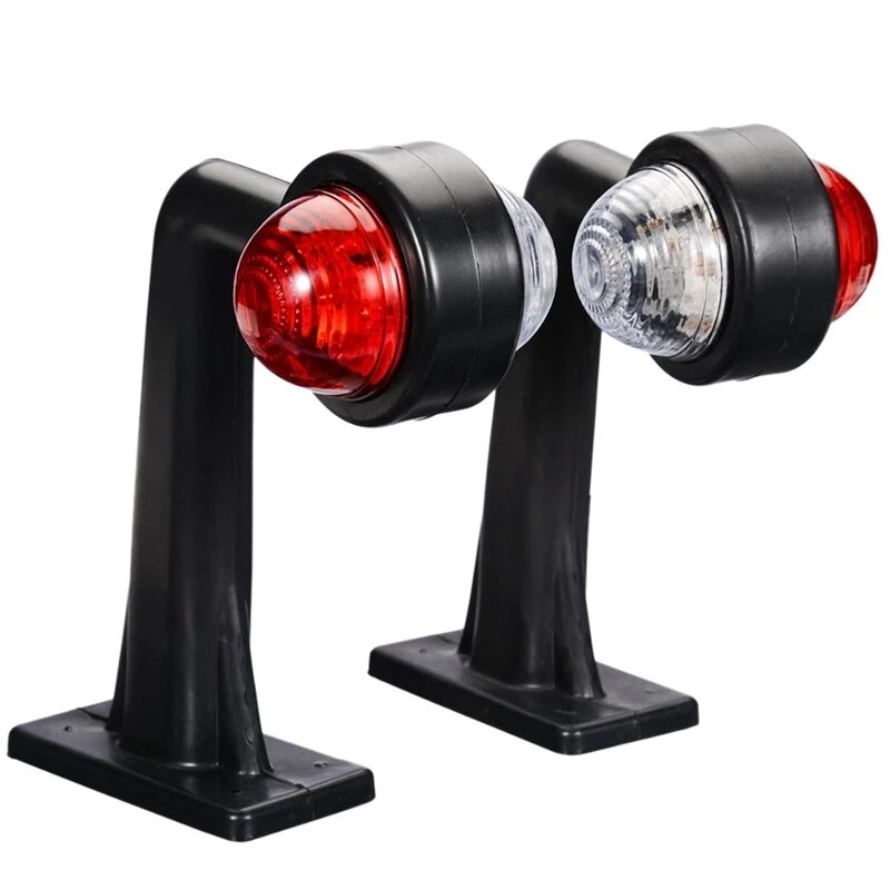 Set 2 lampi led de gabarit 12v-24v rosu+alb , brat la 90°, 19 cm total