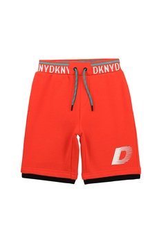 DKNY, Pantaloni scurti cu banda logo in talie, Oranj mandarina/Alb/Negru DKNY, Pantaloni scurti cu banda logo in talie, Oranj mandarina/Alb/Negru
