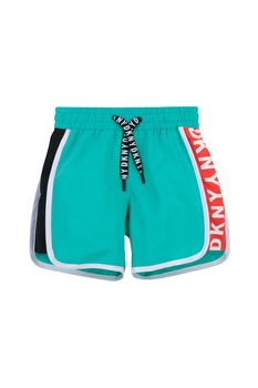 DKNY, Pantaloni scurti de baie cu snur, Turcoaz/Rosu/Alb, 114 CM DKNY, Pantaloni scurti de baie cu snur, Turcoaz/Rosu/Alb, 114 CM
