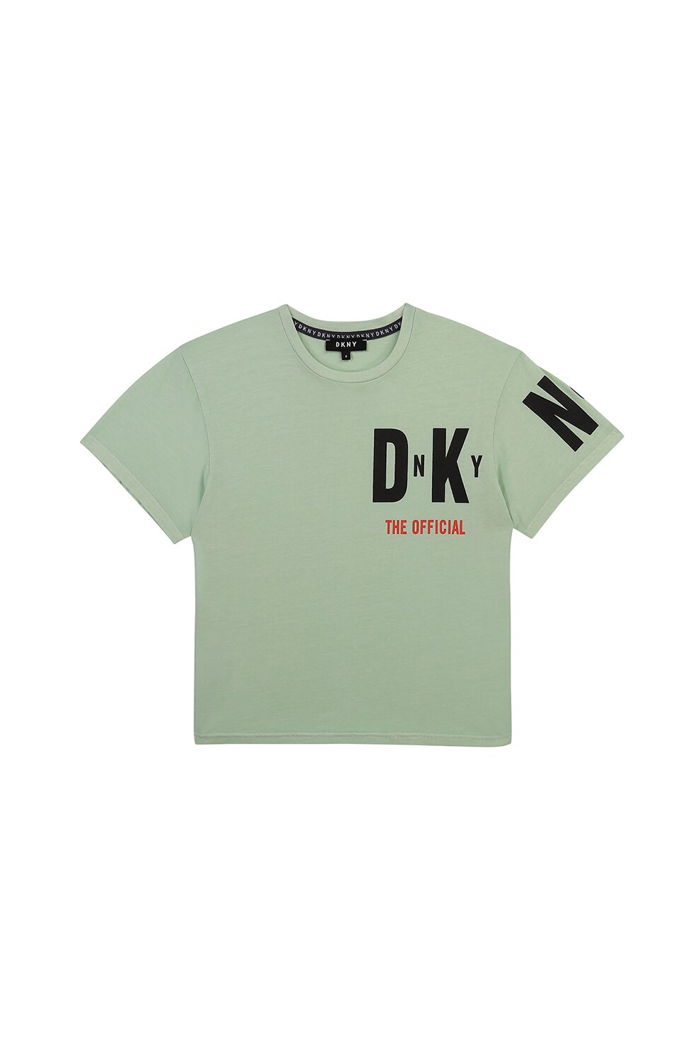 DKNY, Tricou de bumbac cu imprimeu logo, Verde spranghel/Negru/Rosu