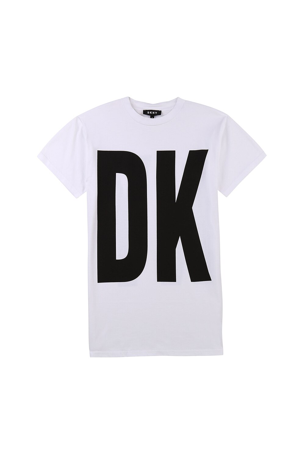 DKNY, Rochie-tricou cu imprimeu logo, Alb optic/Negru