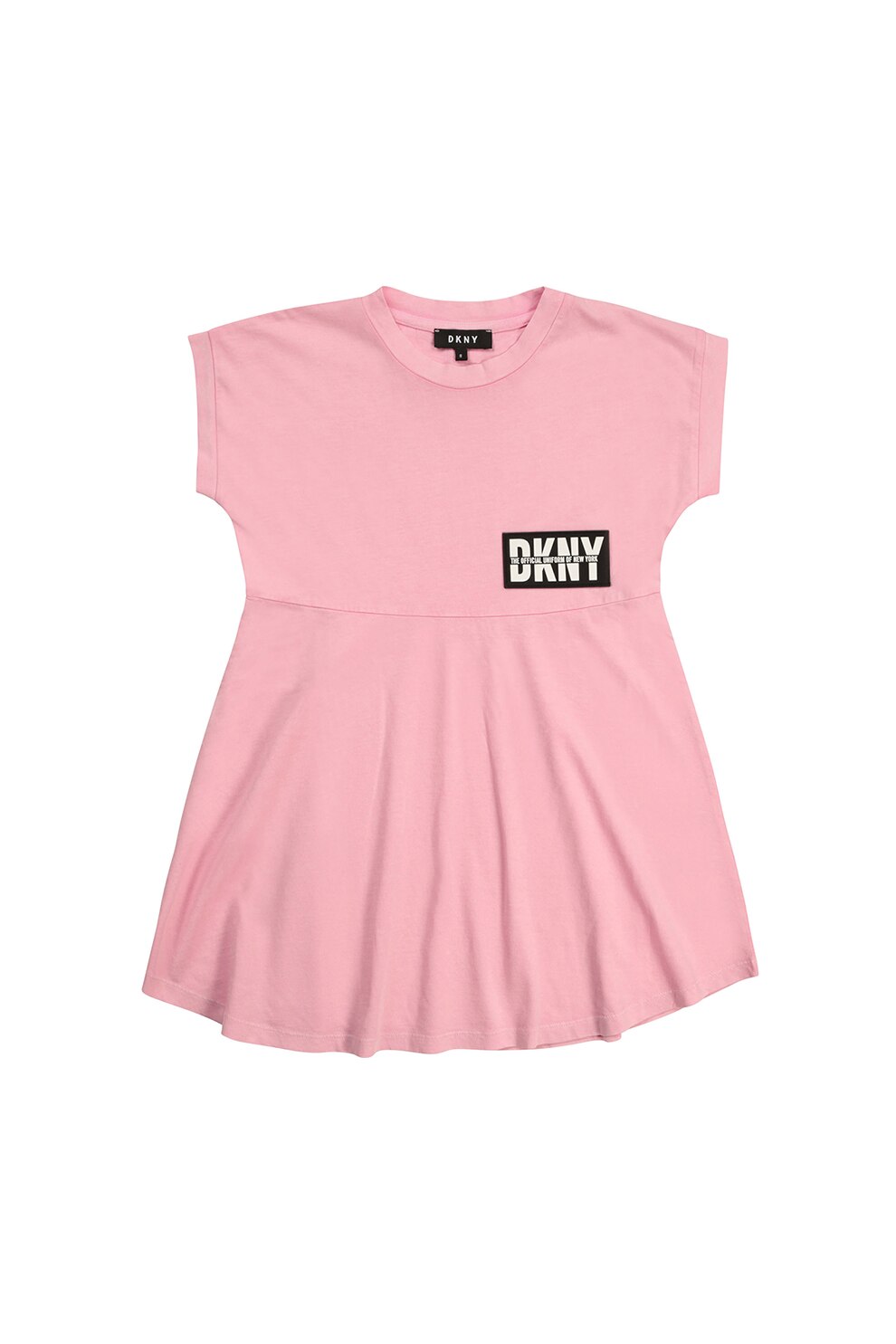 DKNY, Rochie babydoll cu detaliu logo, Roz/Negru/Alb