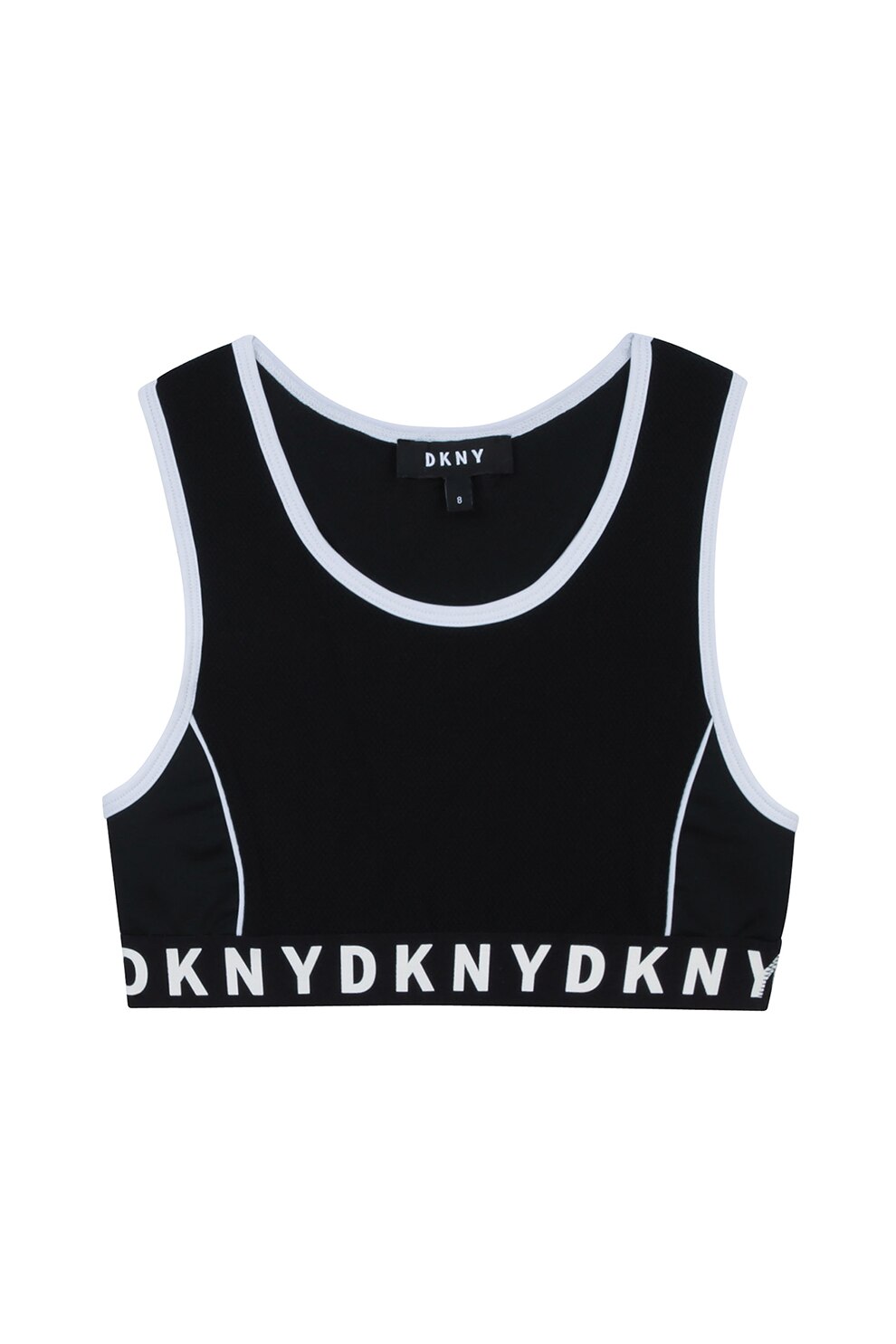 DKNY, Bustiera sport cu spate decupat, Negru/Alb, 150 CM