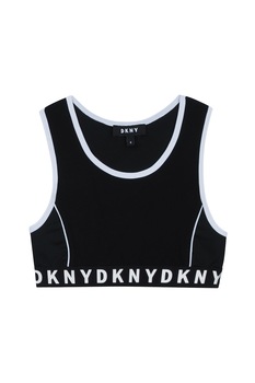DKNY, Bustiera sport cu spate decupat, Negru/Alb, 150 CM DKNY, Bustiera sport cu spate decupat, Negru/Alb, 150 CM