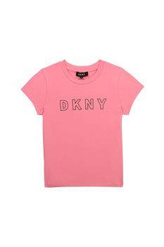 DKNY, Tricou cu imprimeu logo, Roz/Negru DKNY, Tricou cu imprimeu logo, Roz/Negru