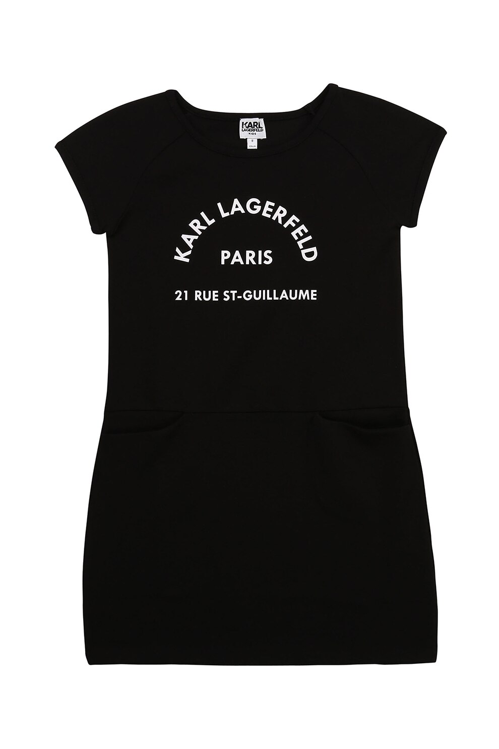 Karl Lagerfeld, Rochie cu decolteu rotund si logo, Negru/Alb