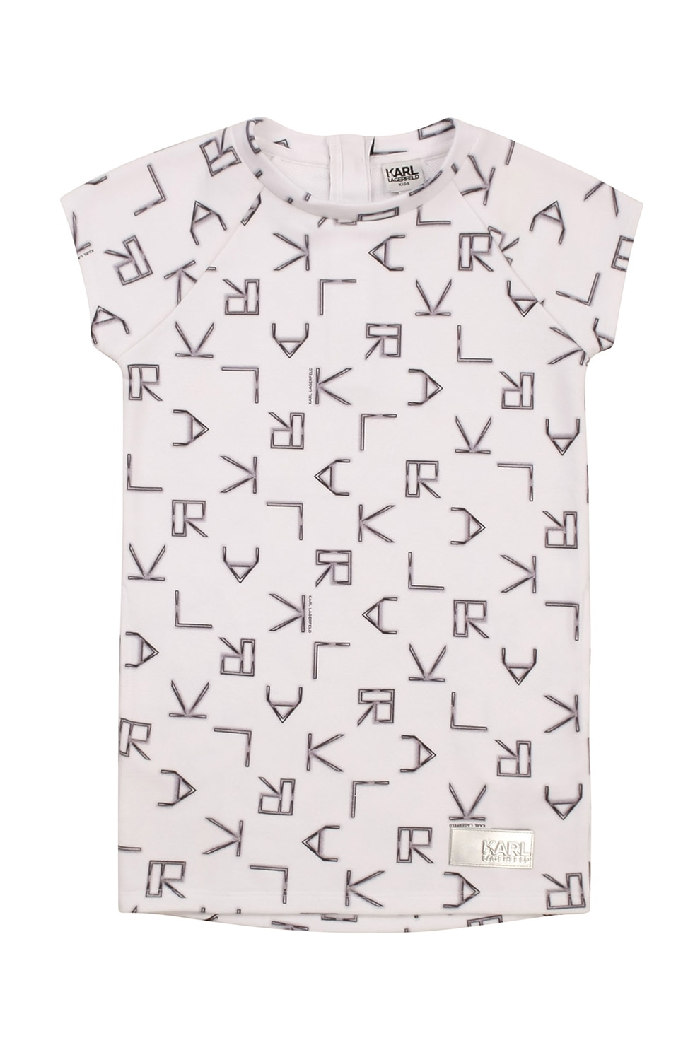 Karl Lagerfeld, Rochie dreapta cu model cu monograma, Alb/Negru