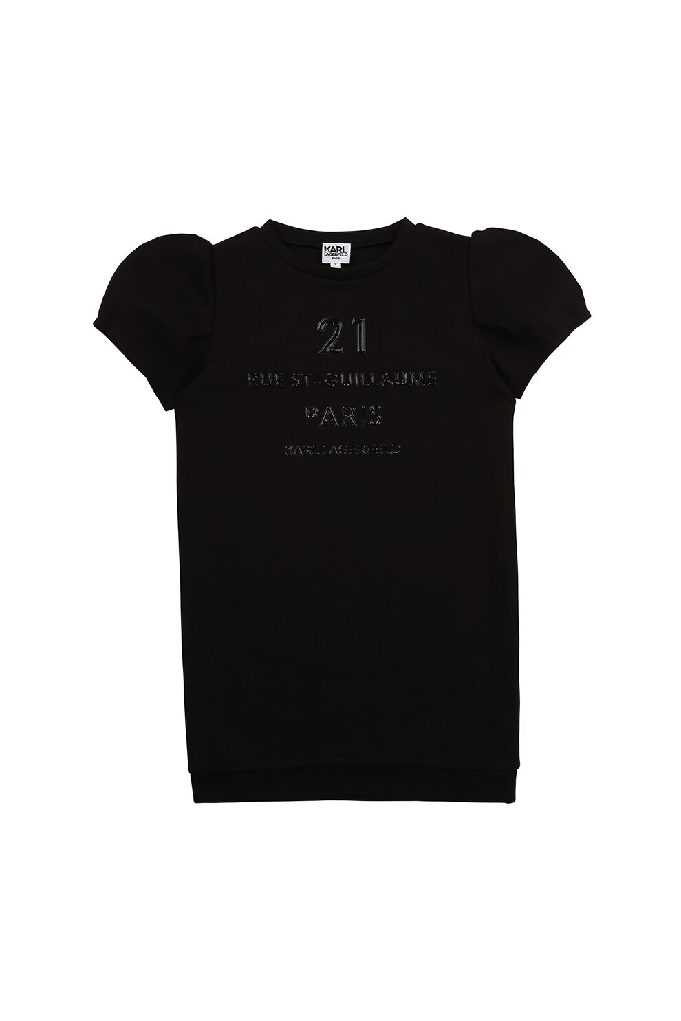 Karl Lagerfeld, Rochie cu croiala dreapta cu maneci bufante si logo, Negru