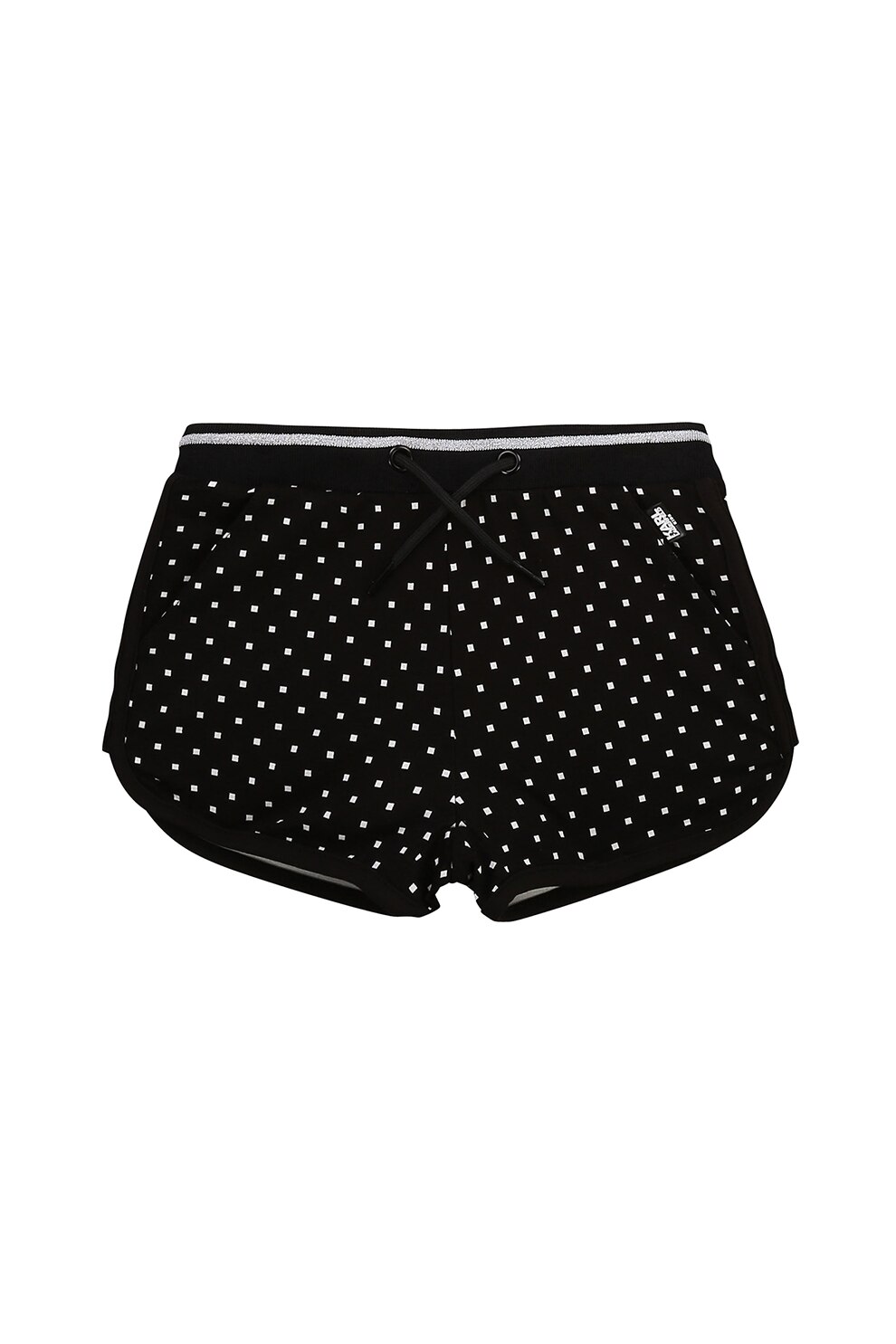 Karl Lagerfeld, Pantaloni scurti cu imprimeu si snur in talie, Negru/Alb